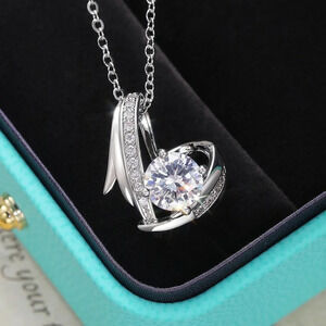 🌸Hollow 925 Sterling Silver Plated CZ Heart Necklace for Women, MARR9004